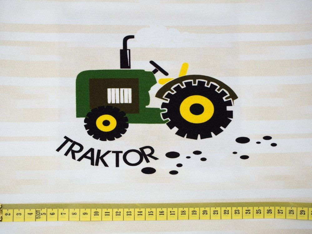 TRAKTOR GRÜN PANEEL - bio single jerset mit Elastan TE210 Sommersweat