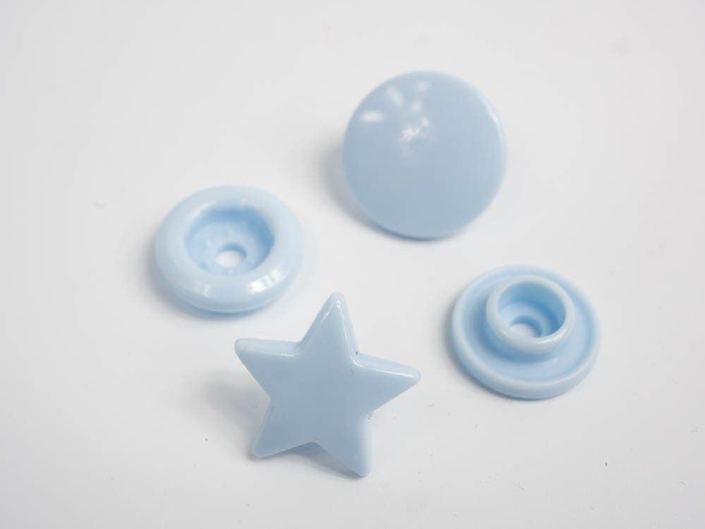 Druckknöpfe KAM Sterne 12 mm Baby blau - 10 Sets