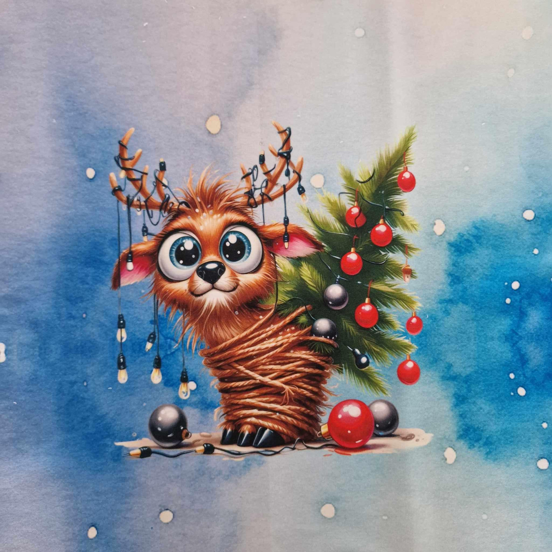 Christmas animal wz. 3 - panel (60cm x 50cm) Wintersweat angeraut mit Elastan ITY