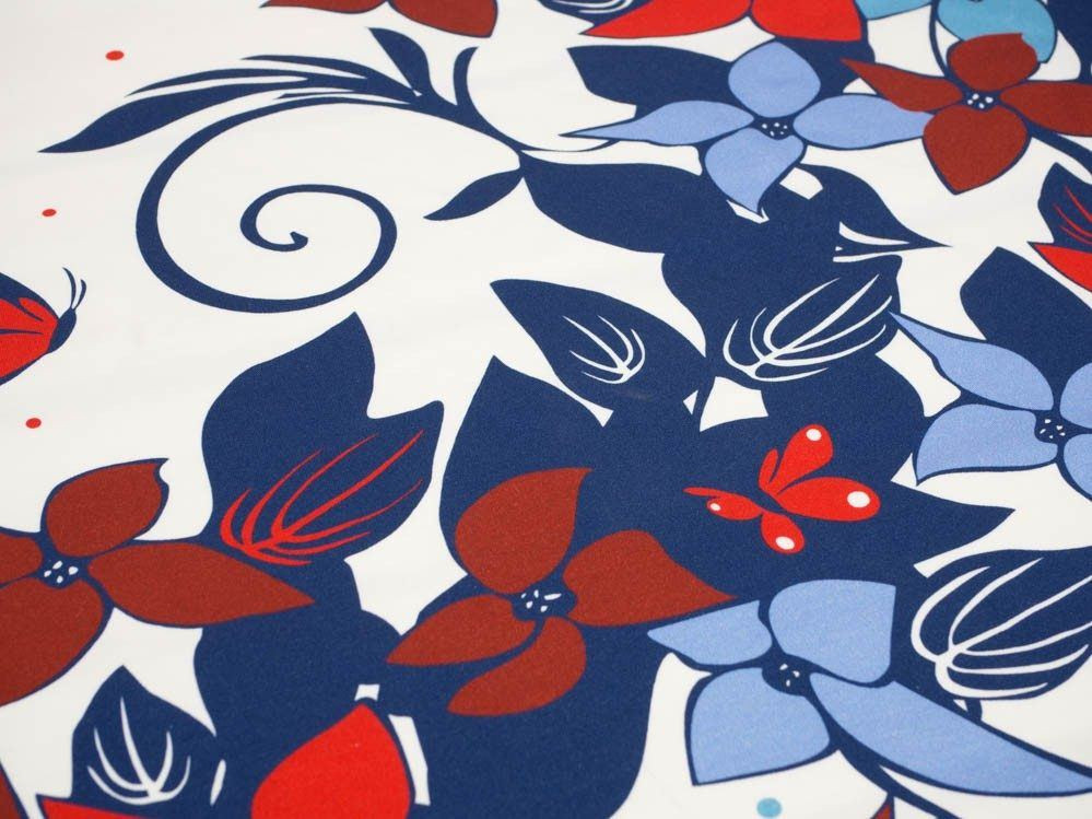 FLORAL PANEL (XL) / blau-rot - Paneel Single Jersey TE210