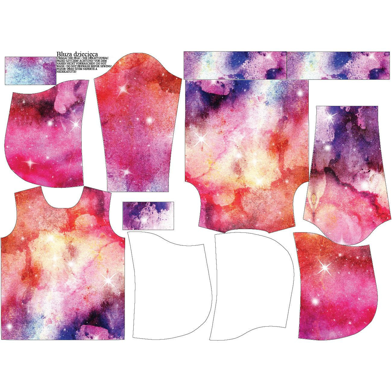 KINDER HOODIE (ALEX) - AQUARELL GALAXIE MS 6 -  - Nähset