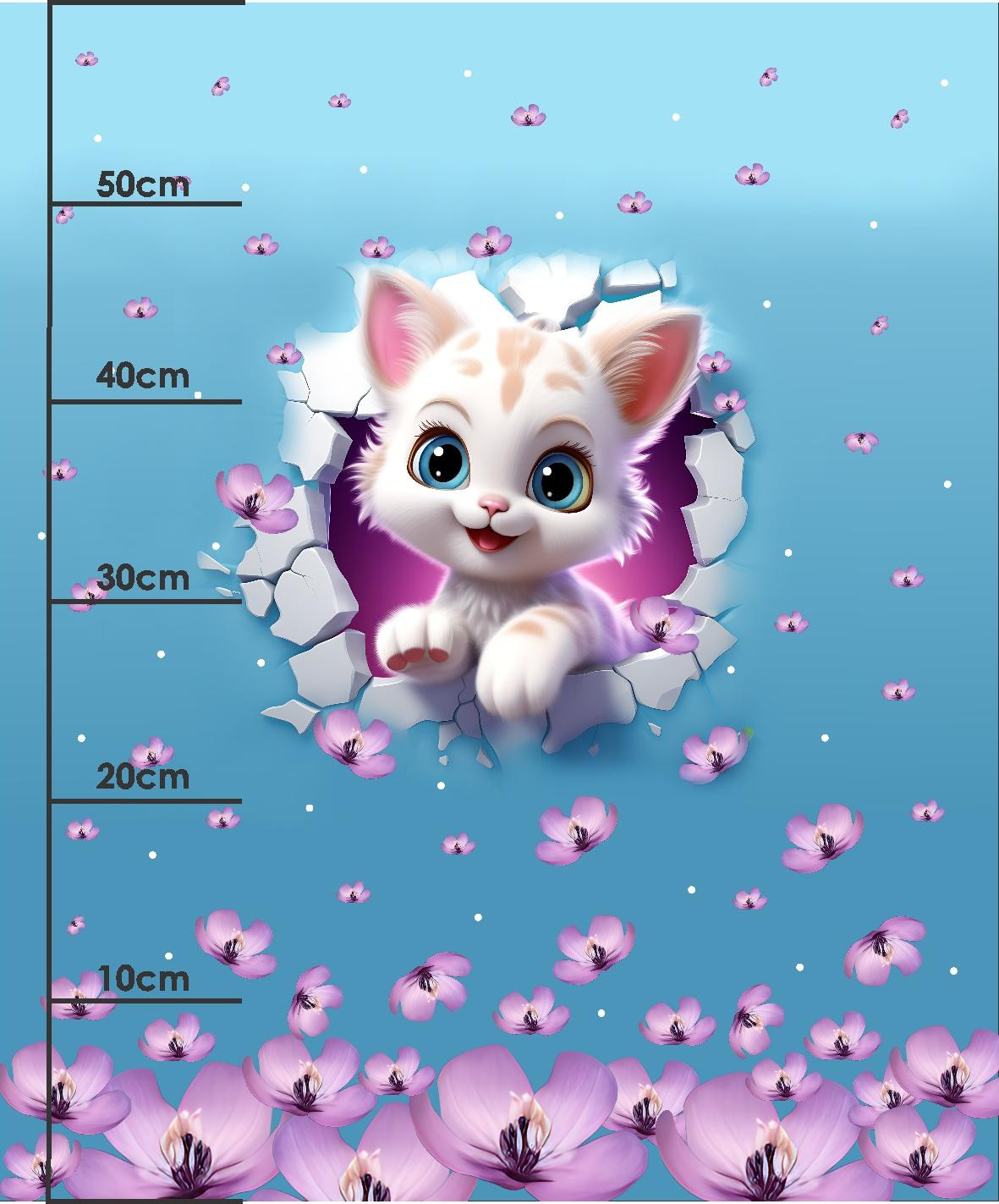 ANIMALS CRACKED wz.1 (cat) - panel (60cm x 50cm) SINGLE JERSEY 