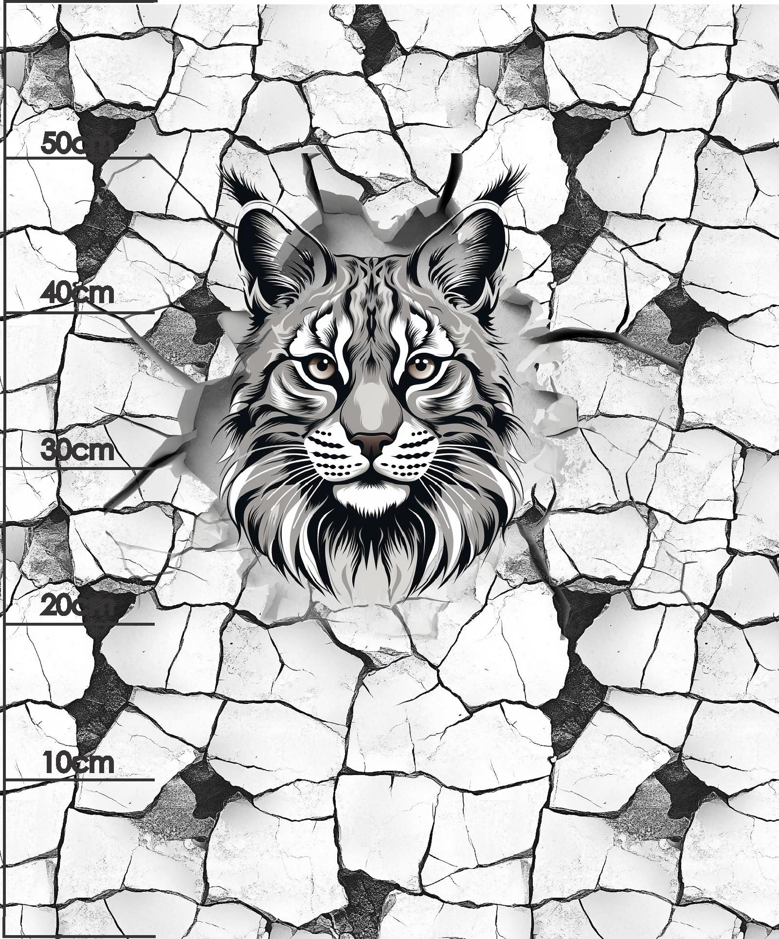 ANIMALS CRACKED wz.2 (cat) - panel (60cm x 50cm) SINGLE JERSEY 
