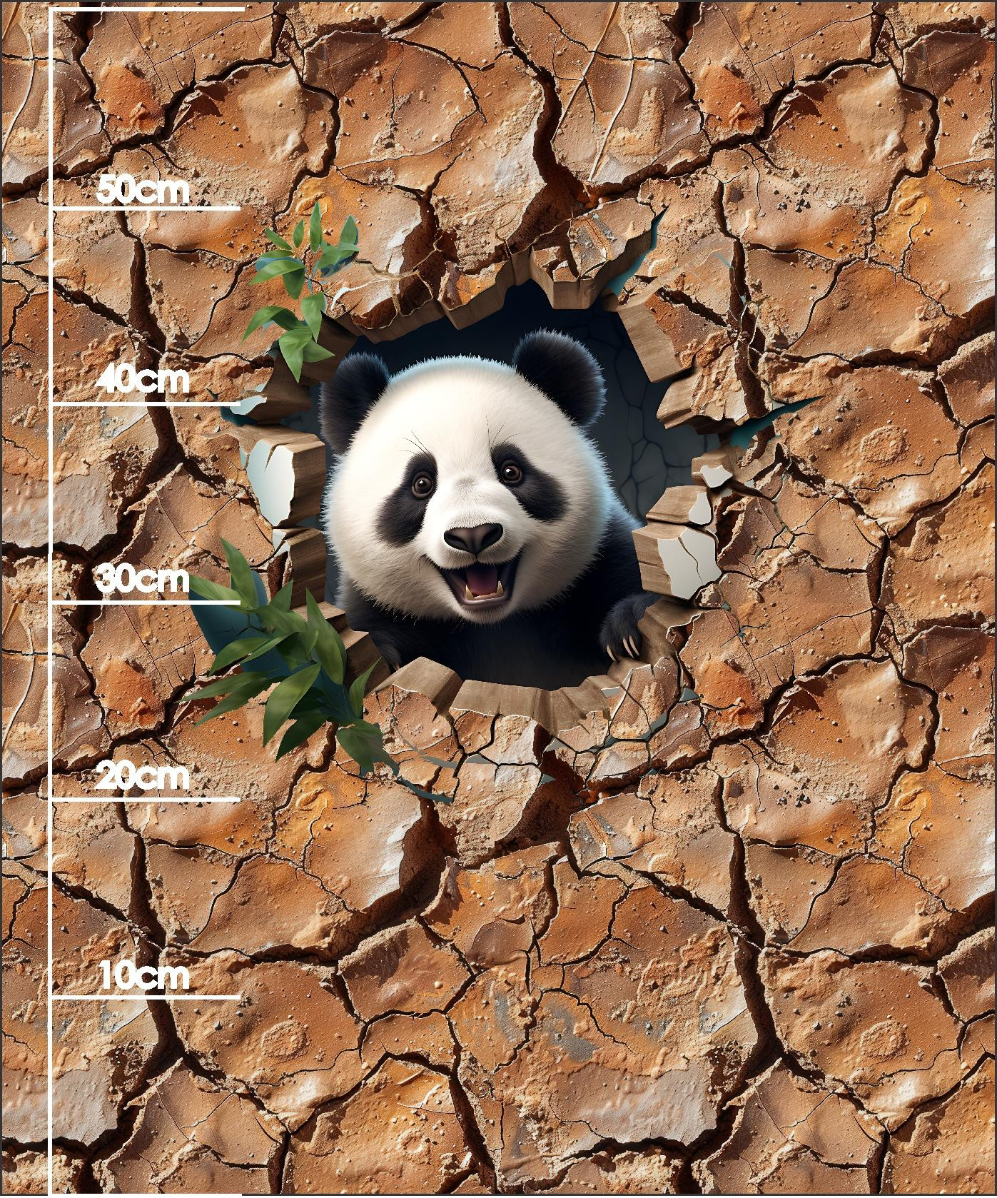ANIMALS CRACKED wz.4 (panda) - panel (60cm x 50cm) SINGLE JERSEY 