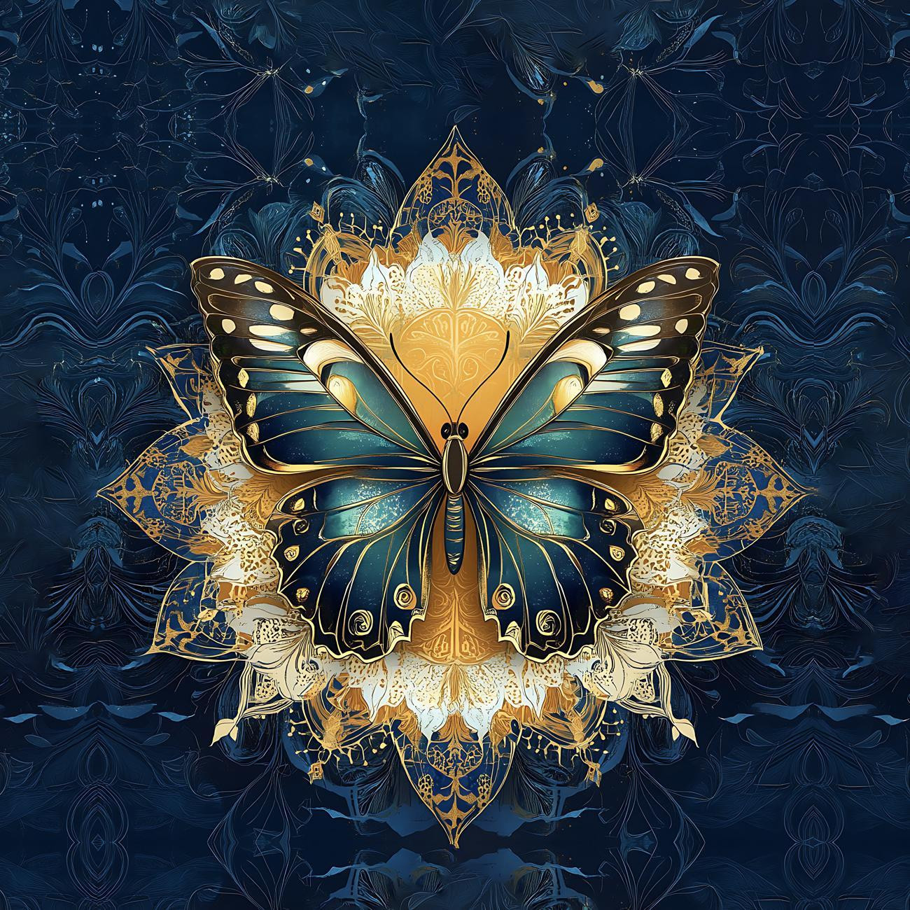 ANIMALS MANDALA wz.13 (butterfly) - panel (75cm x 80cm) - single jersey z elastanem ITY