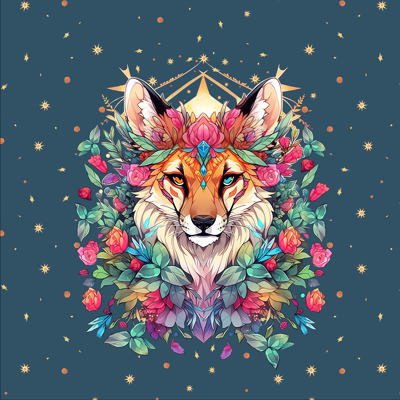 ANIMALS MANDALA wz.8 - panel (60cm x 50cm) SINGLE JERSEY 