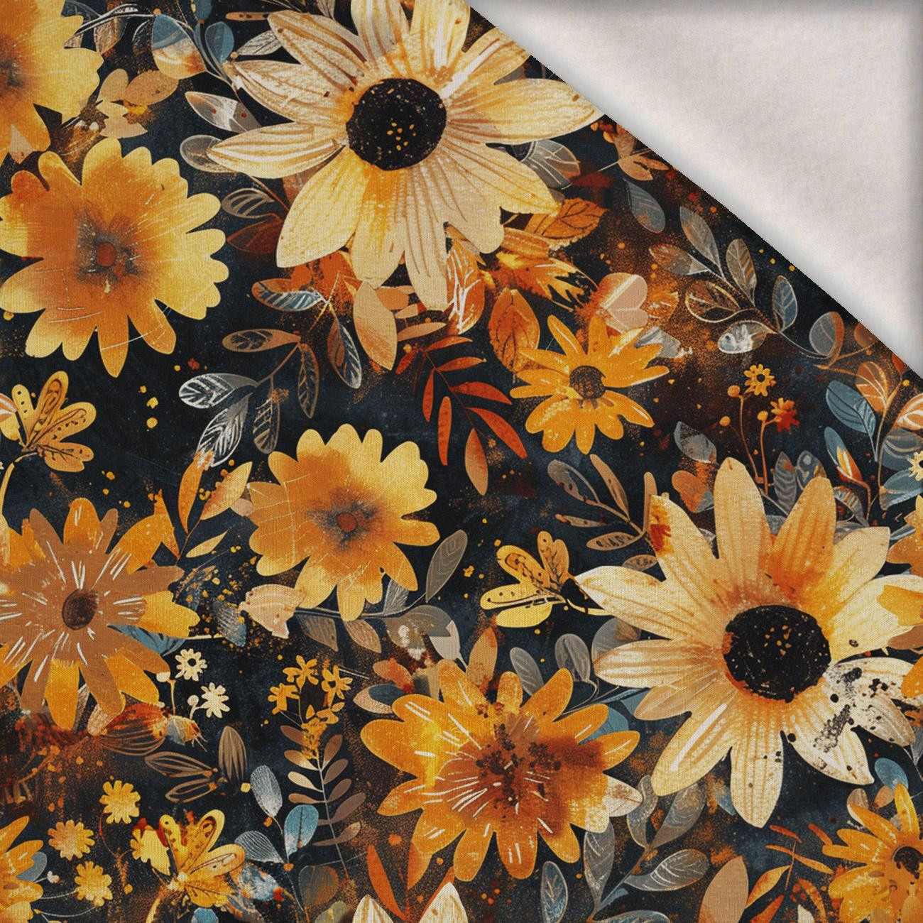 AUTUMN FLOWERS MS. 9 - Wintersweat angeraut mit Elastan ITY