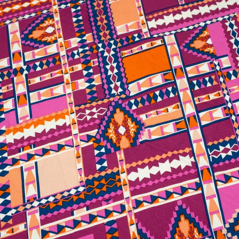 AZTEC MIX / Rosa - Viskose-Jersey mit Elastan