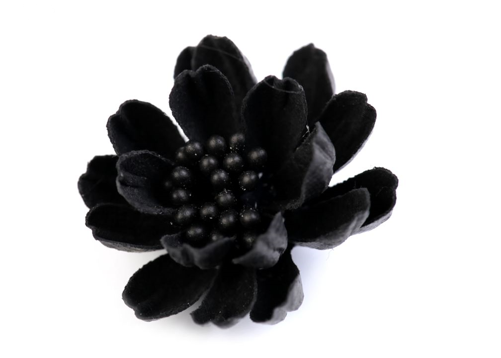 Baumwollblume 3D Applikation - schwarz