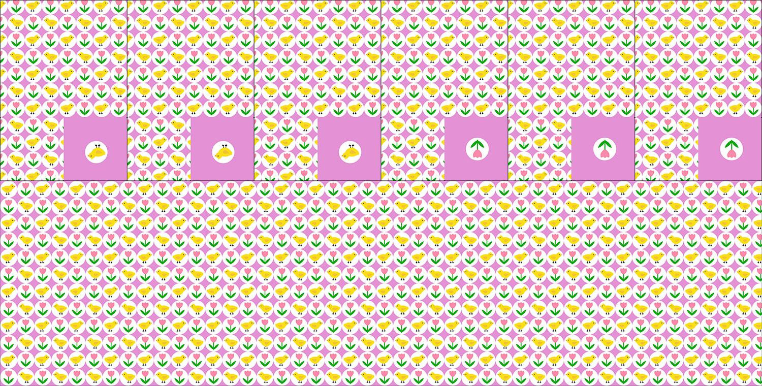 SERVIETTEN UND TISCHLÄUFER - KÜKEN UND TULPEN / violett - Nähset