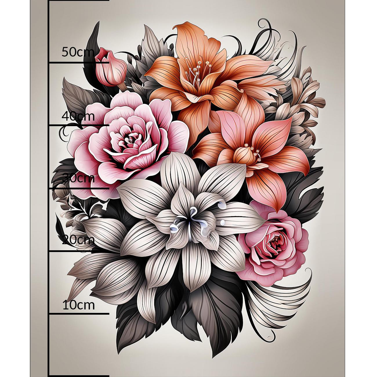 BOUQUET OF FLOWERS WZ.10 - Panel (60cm x 50cm)  Polster- Velours