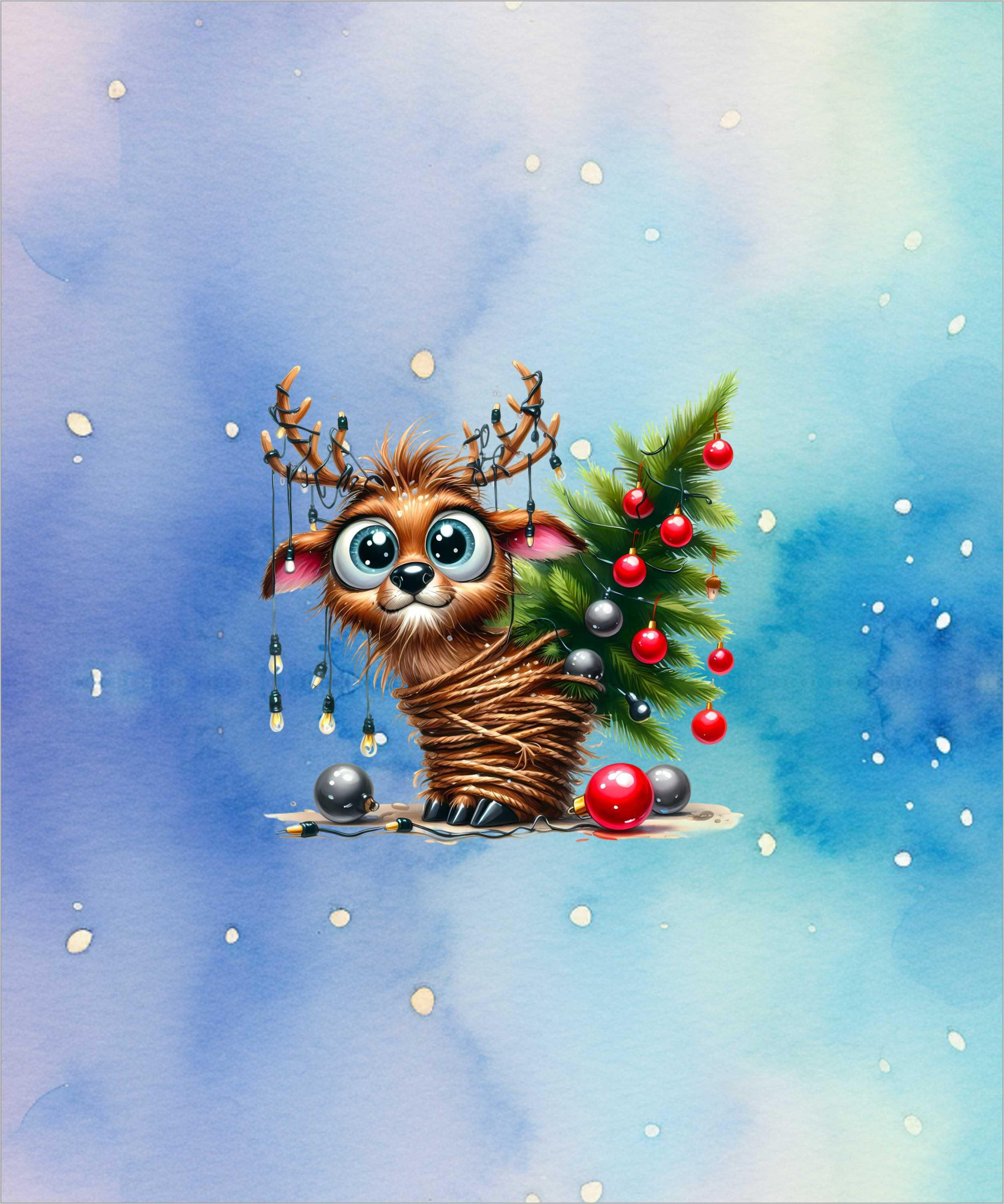 Christmas animal wz. 3 - panel (60cm x 50cm) Wintersweat angeraut mit Elastan ITY