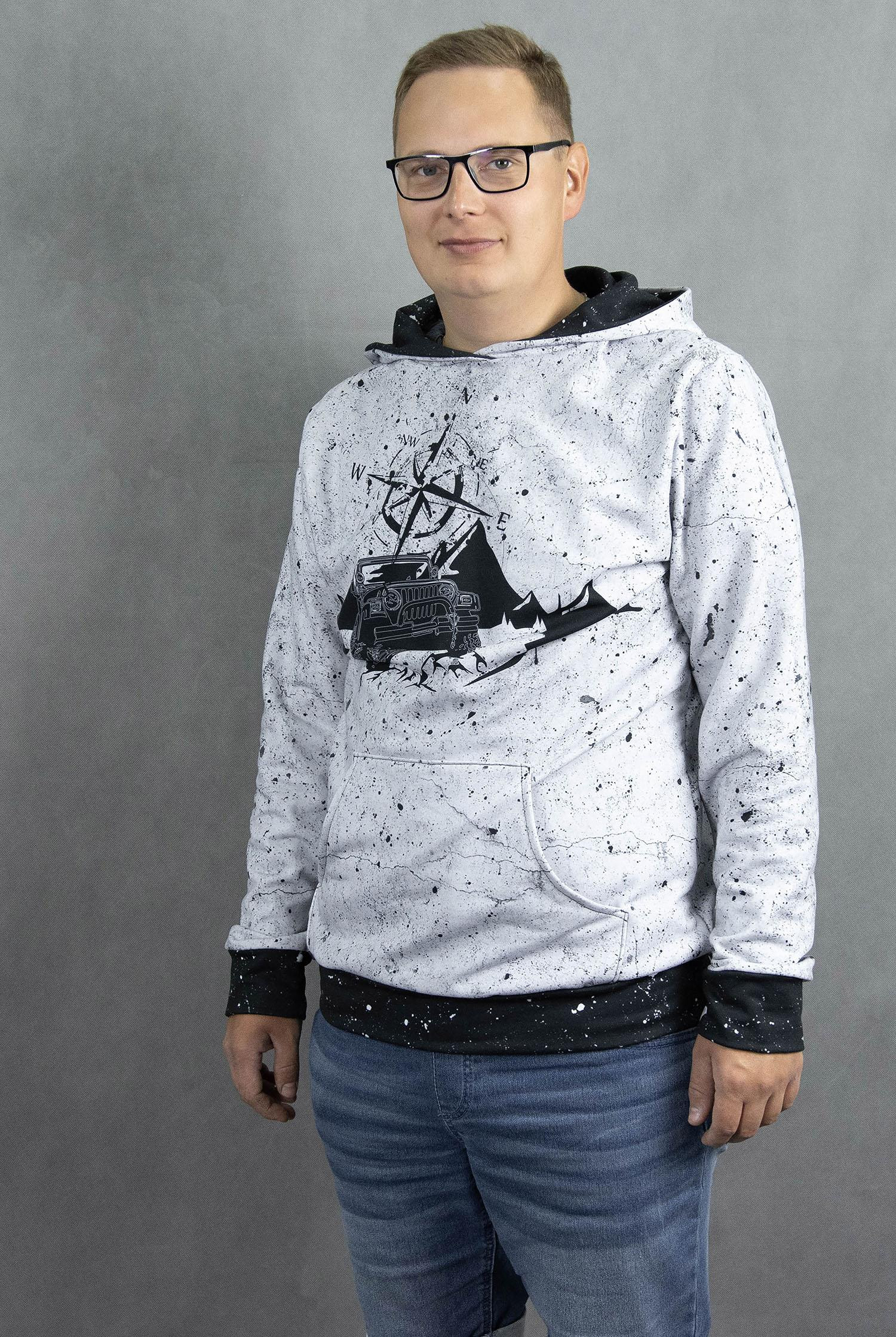 HERREN HOODIE (COLORADO) - NAVY GRUNGE wz. 1 - Nähset