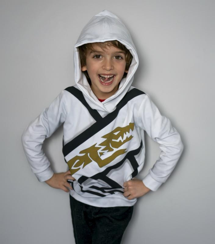 KINDER HOODIE (ALEX) - PLANETEN / weiß - Nähset