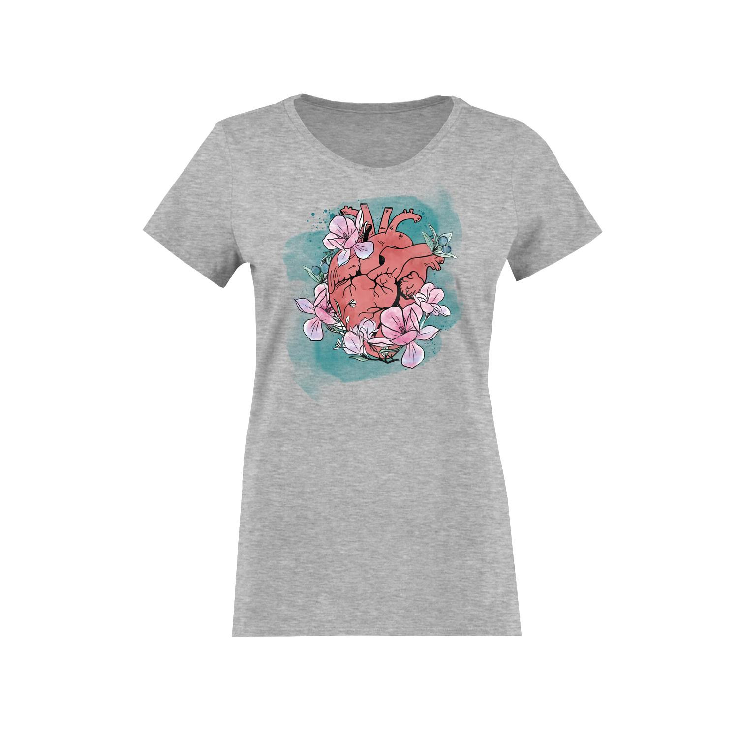 DAMEN T-SHIRT - EL CORAZON / melange hellgrau - Single Jersey 