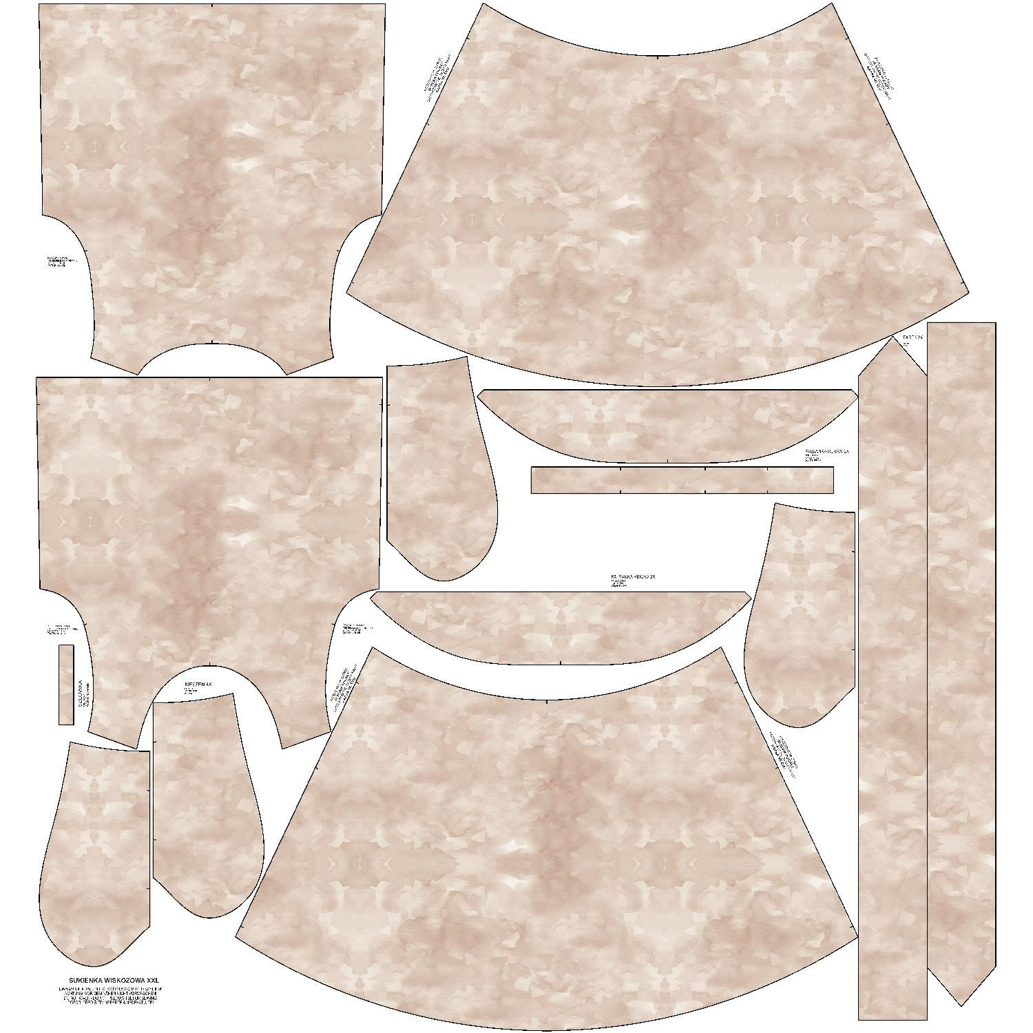 KLEID "EMMA" - CAMOUFLAGE m. 2 / beige - Viskosejersey mit Elasthan