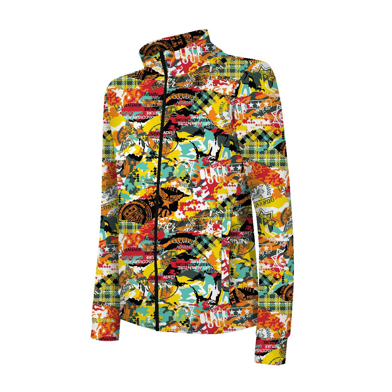 “MAX” KINDER TRAININGSJACKE - CAMOUFLAGE BUNT - Maschenware mit kurzem Flor