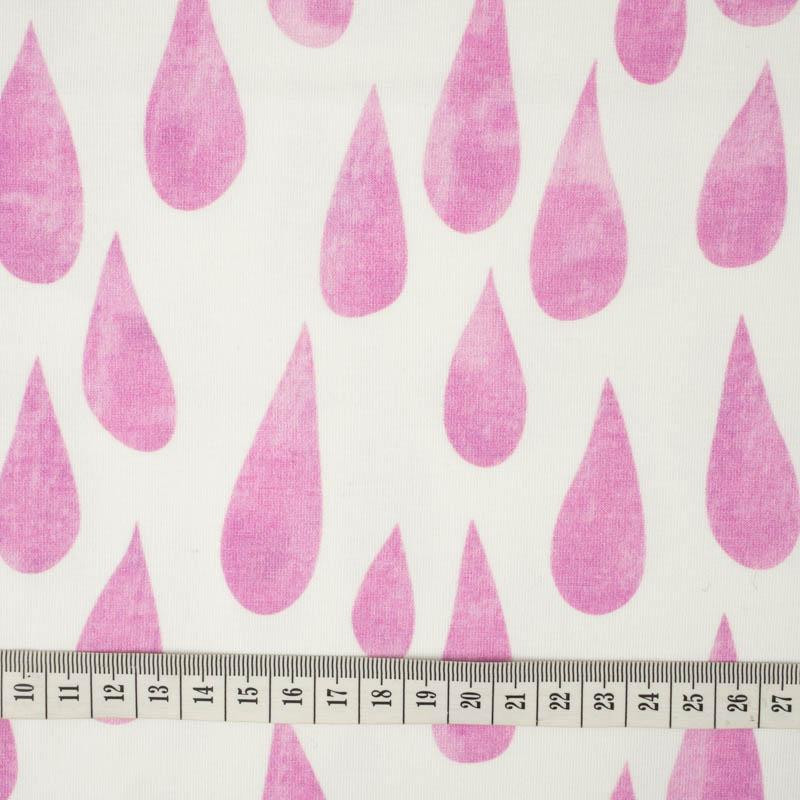 GROßE TROPFEN (rosa) / weiß - bio single jerset mit Elastan  Sommersweat