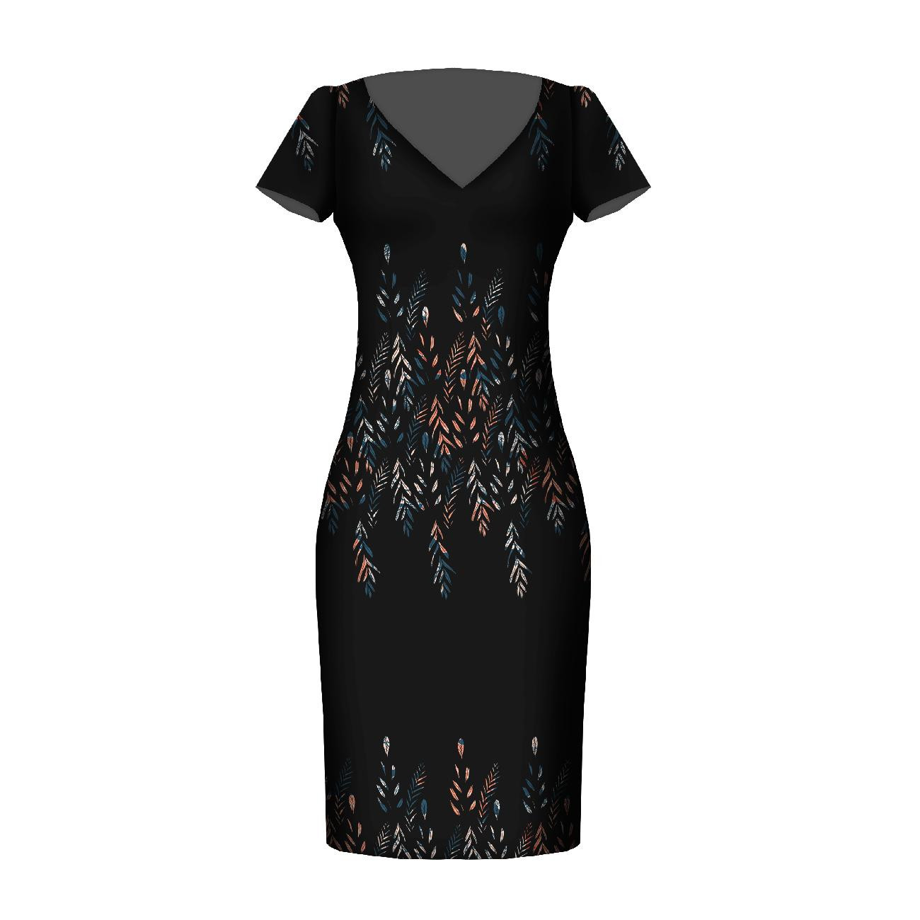 BLÄTTER M. 3 / SCHWARZ - Kleid-Panel PTE200