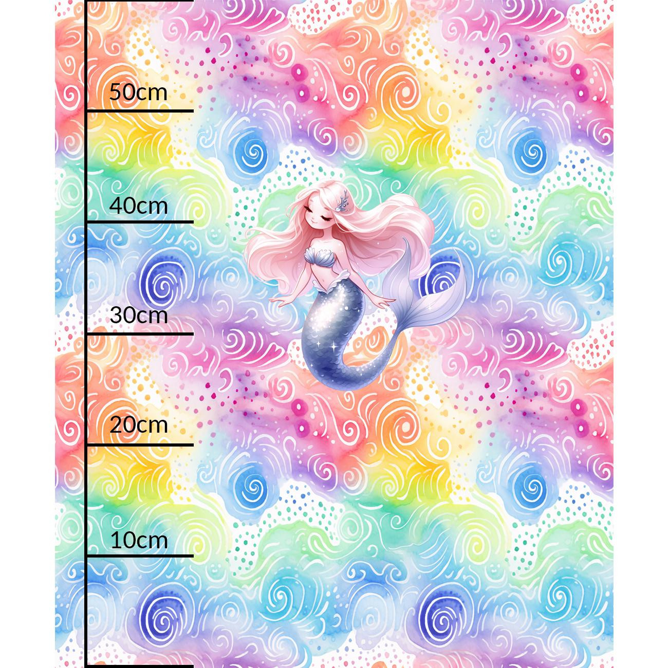 MERMAID (SEA ANIMALS m. 3) - Paneel (60cm x 50cm) Wintersweat angeraut mit Elastan ITY