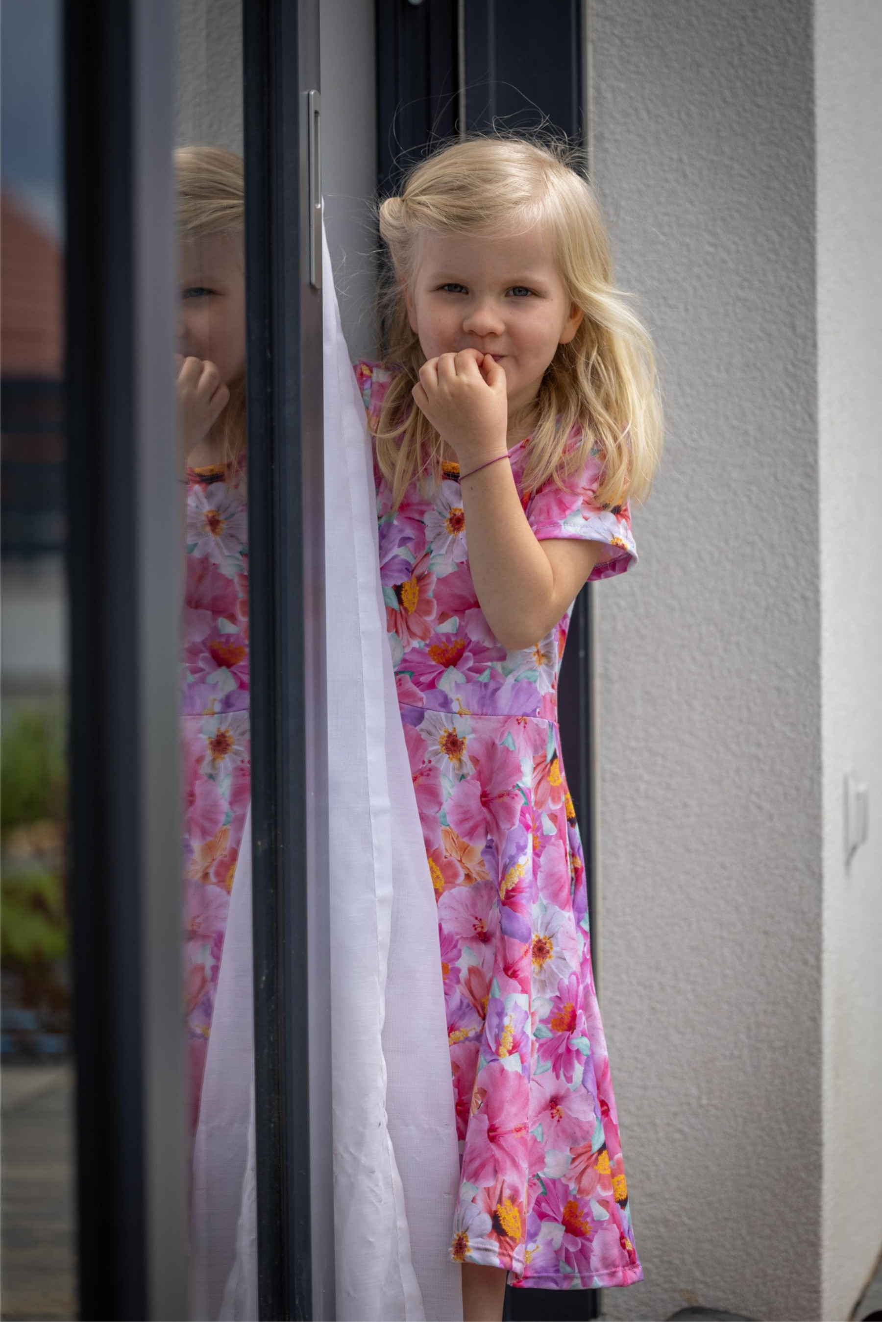 KINDER KLEID "MIA" - SCHMETTERLINGE / aqua - Nähset