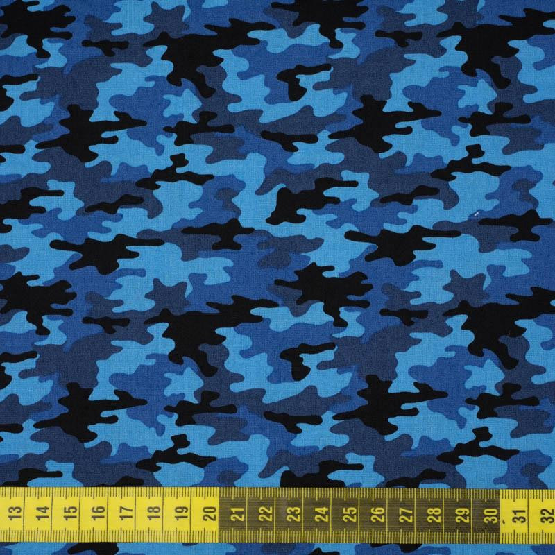 MINI CAMOUFLAGE / blau - POPELINE 100% Baumwolle