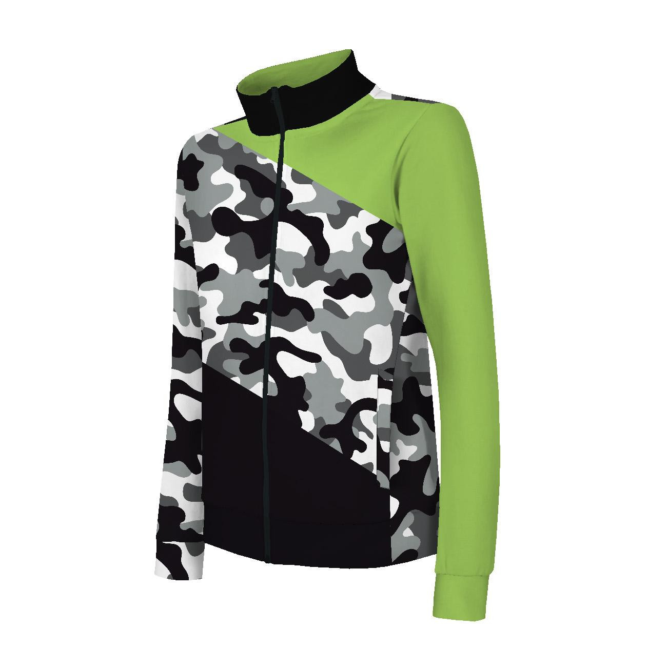 “MAX” KINDER TRAININGSJACKE - CAMOUFLAGE GRAU - Maschenware mit kurzem Flor