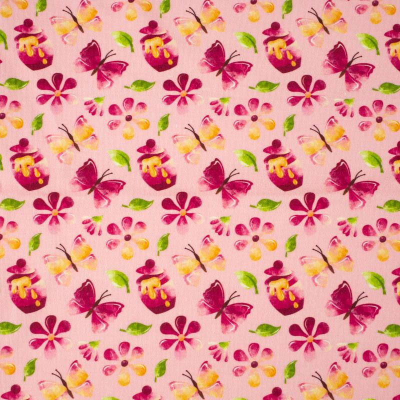 SCHMETTERLINGE UND HONIG (BÄRCHEN UND SCHMETTERLINGE) - bio single jerset mit Elastan Sommersweat