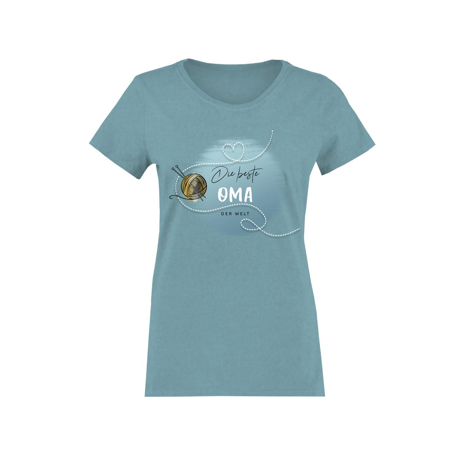 DAMEN T-SHIRT - Die beste Oma der Welt / Knäuel - Single Jersey