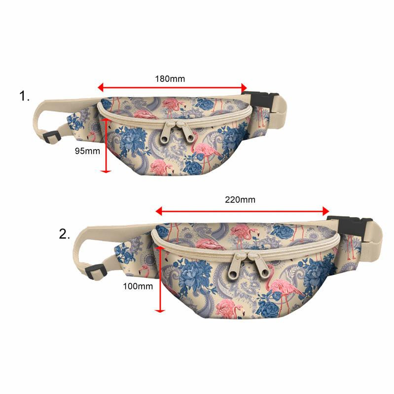 HÜFTTASCHE - FLAMINGOS UND ROSEN (beige) / Größe nach Wahl