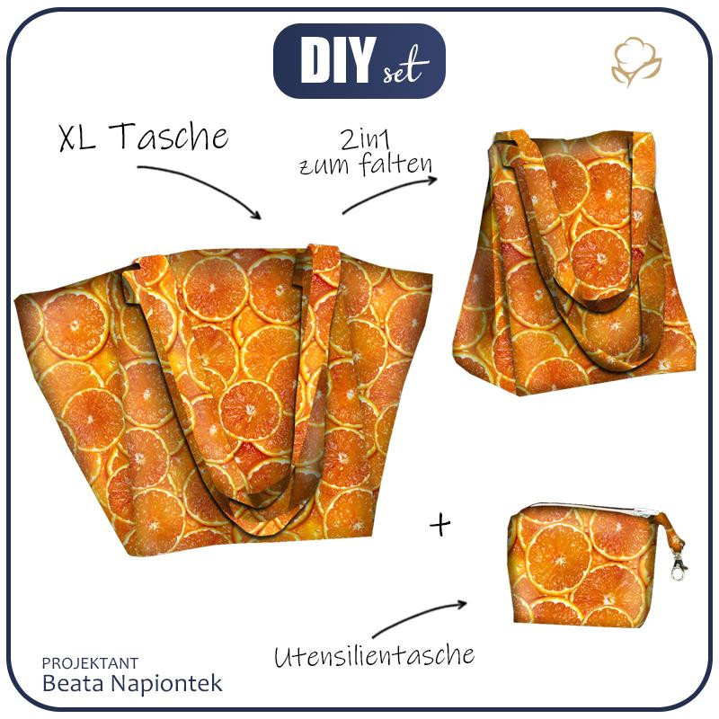 XL Tasche mit Utensilientasche 2 in 1 - ORANGEN - Nähset