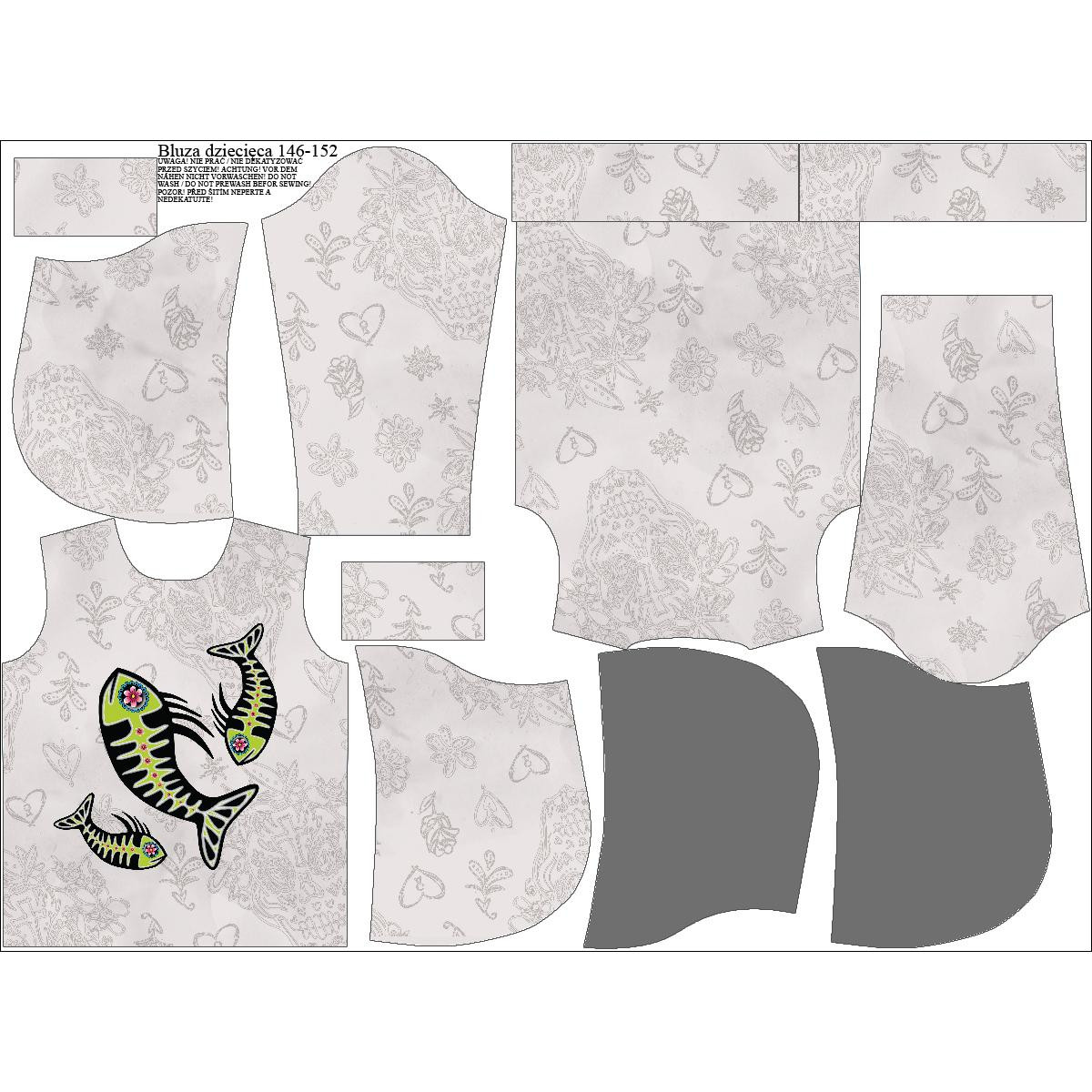 KINDER HOODIE (ALEX) - FISCH BRUNO (DIA DE LOS MUERTOS) - Nähset