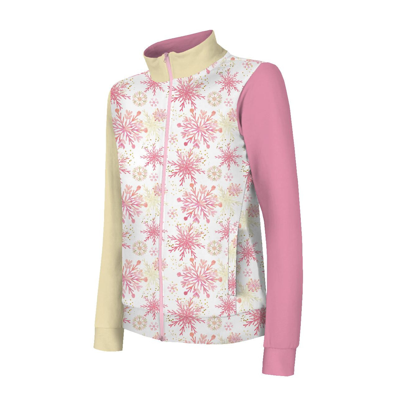 “MAX” KINDER TRAININGSJACKE - ROSA SCHNEEFLOCKEN - Maschenware mit kurzem Flor