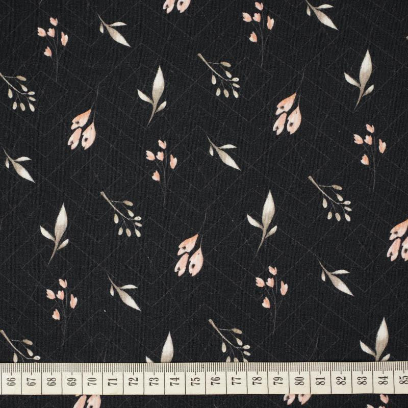 BLUMEN UND BLÄTTER Ms. 4 / schwarz - Single Jersey 