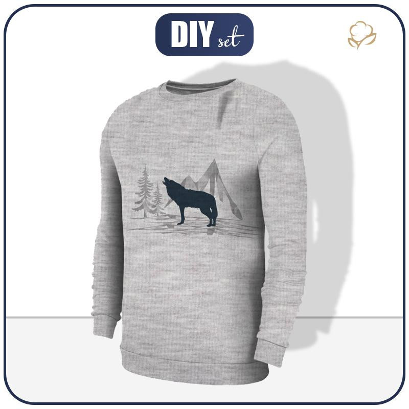 HERREN SWEATSHIRT (OREGON) - WOLF (ADVENTURE) / melange hellgrau - Sommersweat