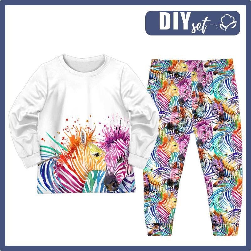KINDERPYJAMAS "MIKI" - ZEBRA (regenbogenfarbig) - Nähset