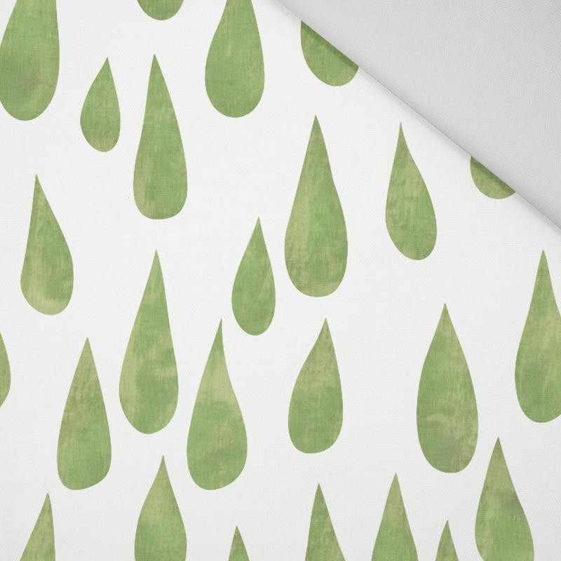 GROßE TROPFEN (grün) / weiß - HOME DECOR PREMIUM Webware