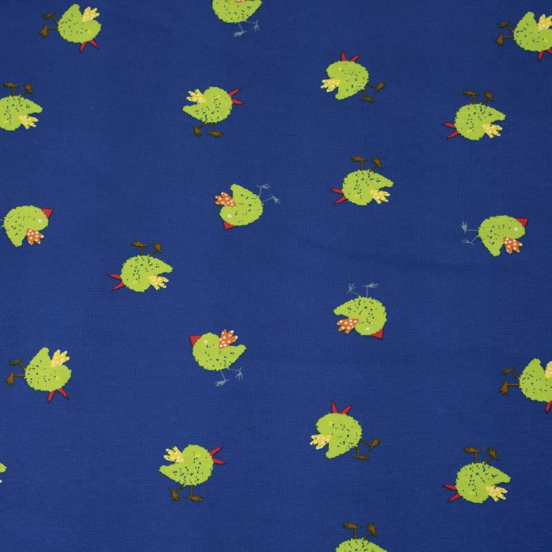 GRÜNE VÖGEL / Blau - Single Jersey 