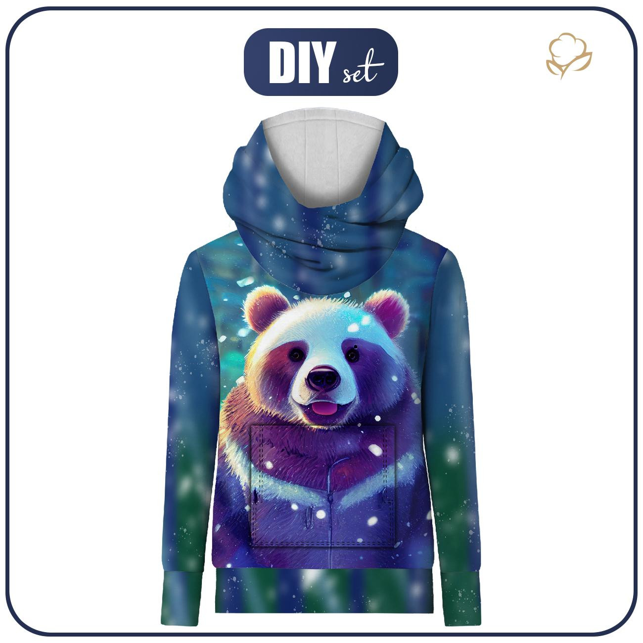 HYDROPHOBER HOODIE UNISEX - ANIMIERTER PANDA - Nähset