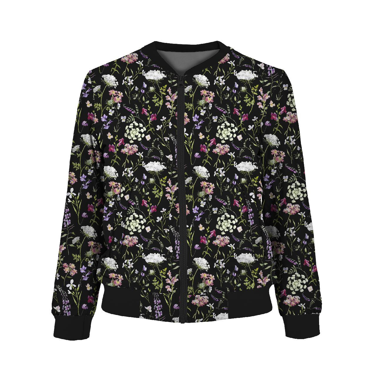 DAMEN BOMBERJACKE (KAMA) - PASTELL BLUMEN / schwarz - Nähset