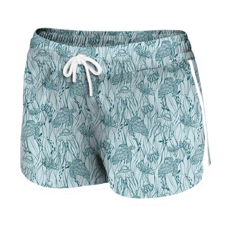 Damen Badeshorts - SCHILDKRÖTEN UND QUALLEN (BLAUER PLANET) - Nähset