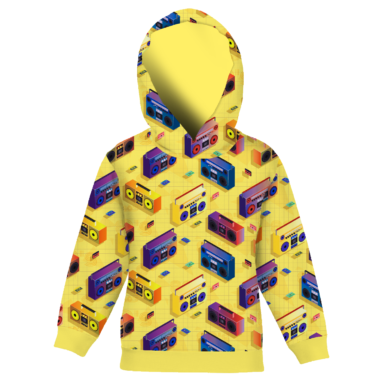 KINDER HOODIE (ALEX) - BOOMBOX (retro) / gelb - Nähset