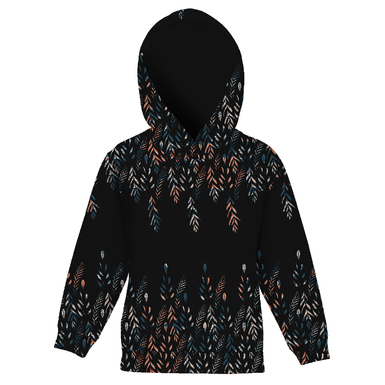 KINDER HOODIE (ALEX) - BLÄTTER M. 3 / SCHWARZ - Nähset