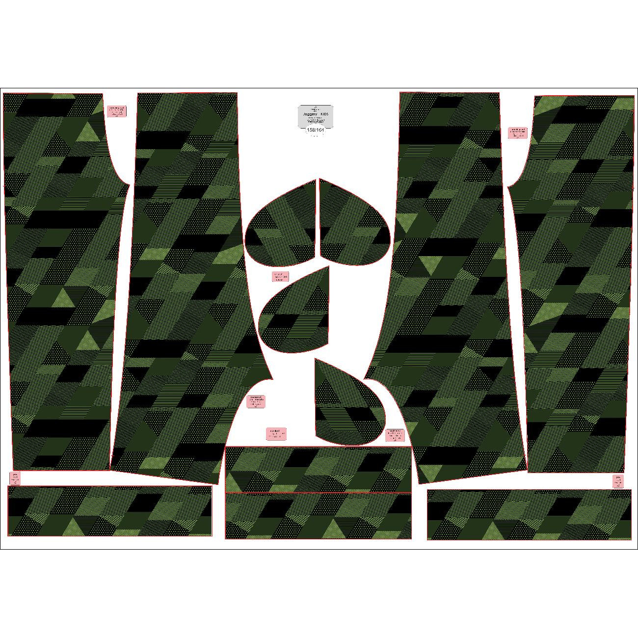 KINDER JOGGINGHOSE (ROBIN) - GEOMETRISCHER CAMOUFLAGE M. 1 - Nähset
