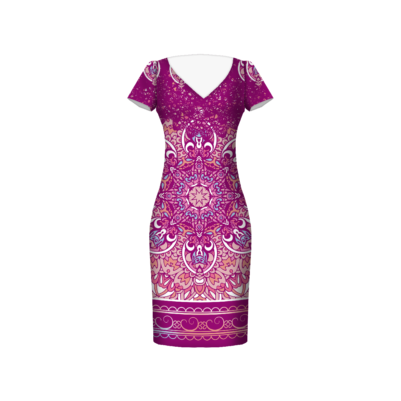 BUNTE MANDALA m. 3 - Kleid-Panel krepp