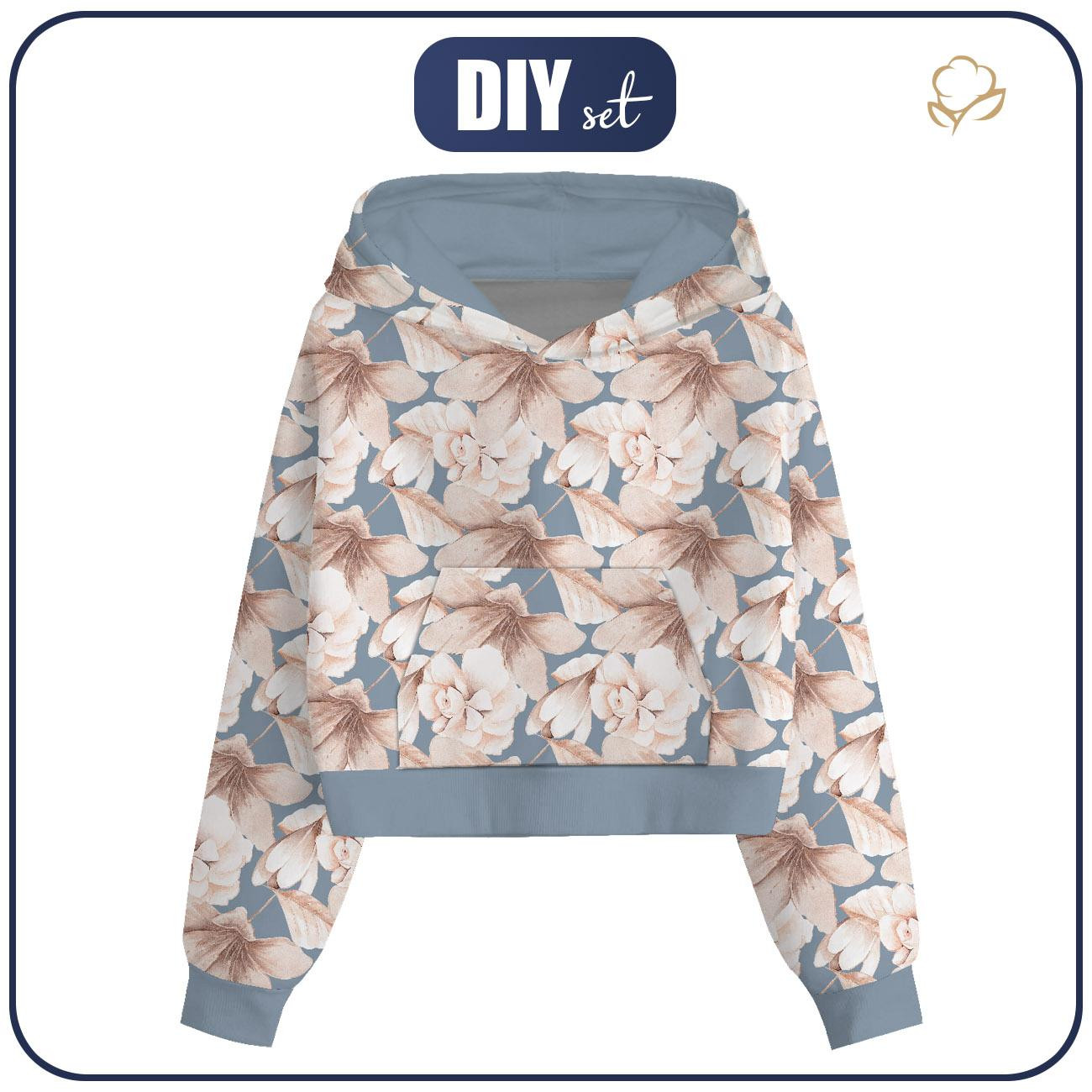 Cropped Hoodie (IDA) - RETRO FLOWERS M. 2 - Nähset