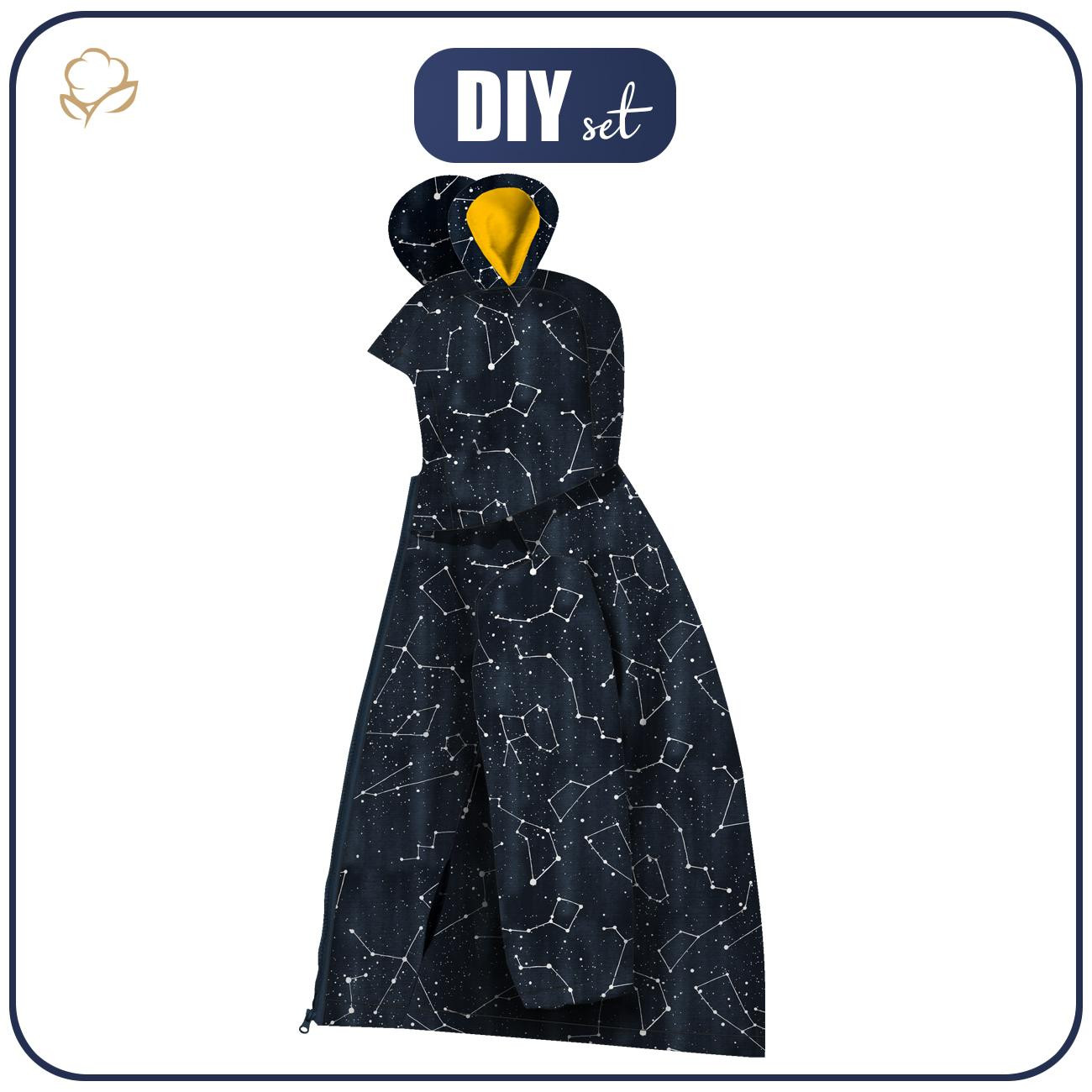 KINDERJACKE TEDDY (ZOE) - KONSTELLATIONEN M.2 (GALAKTISCHE TIERE) / navy - Nähset