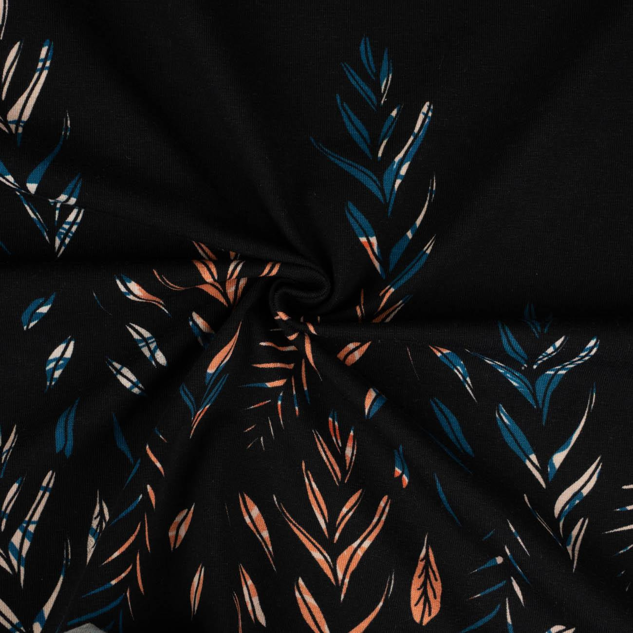 BLÄTTER M. 3 / SCHWARZ - Single Jersey Sommersweat