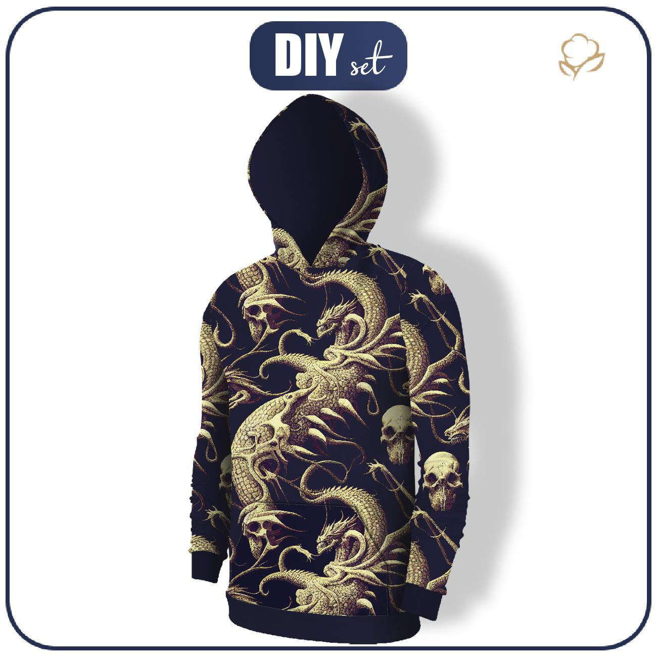 HERREN HOODIE (COLORADO) - DRAGON SKULLS - Nähset