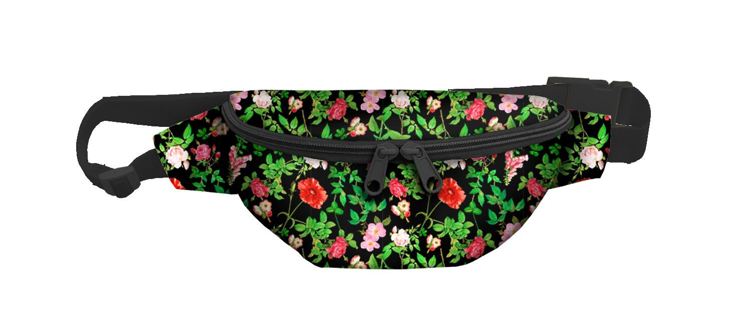 HÜFTTASCHE - MINI ROSEN UND BLÄTTER (PARADIESGARTEN) / Größe nach Wahl